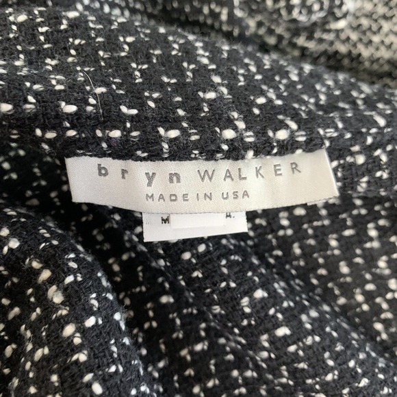 Bryn Walker Vest Medium Black White Tweed Wrap Sleeveless Duster USA B161 - Picture 6 of 9